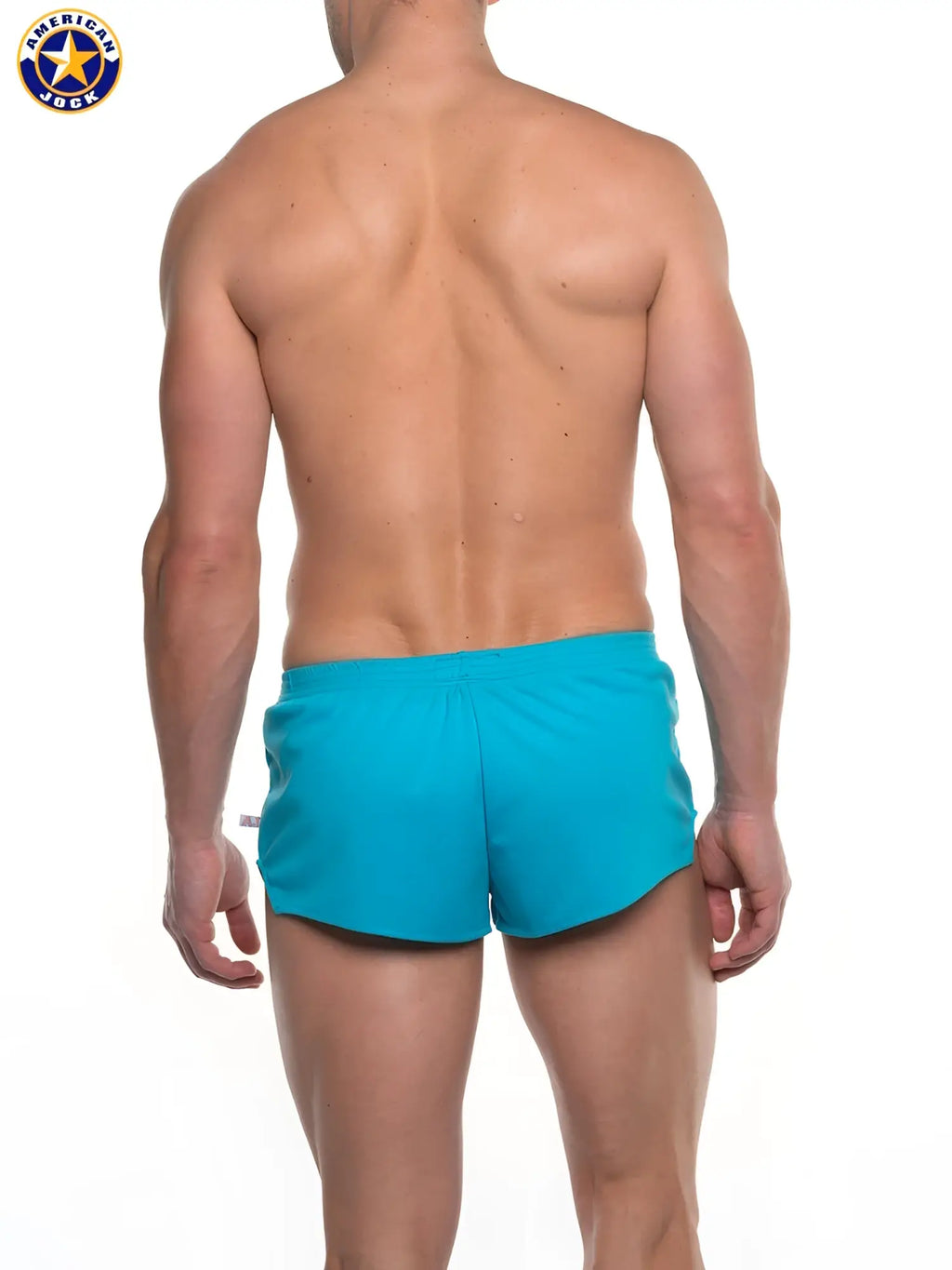 Turquoise american jock swim trunks a j ultra running short with lightweight breathable fabric for active use
