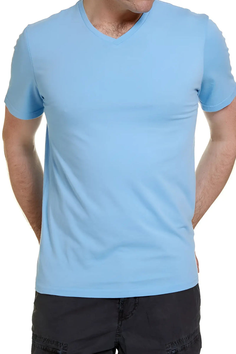 Light blue v neck cotton t shirt jag essential short sleeved casual top size xl model jmw15067c
