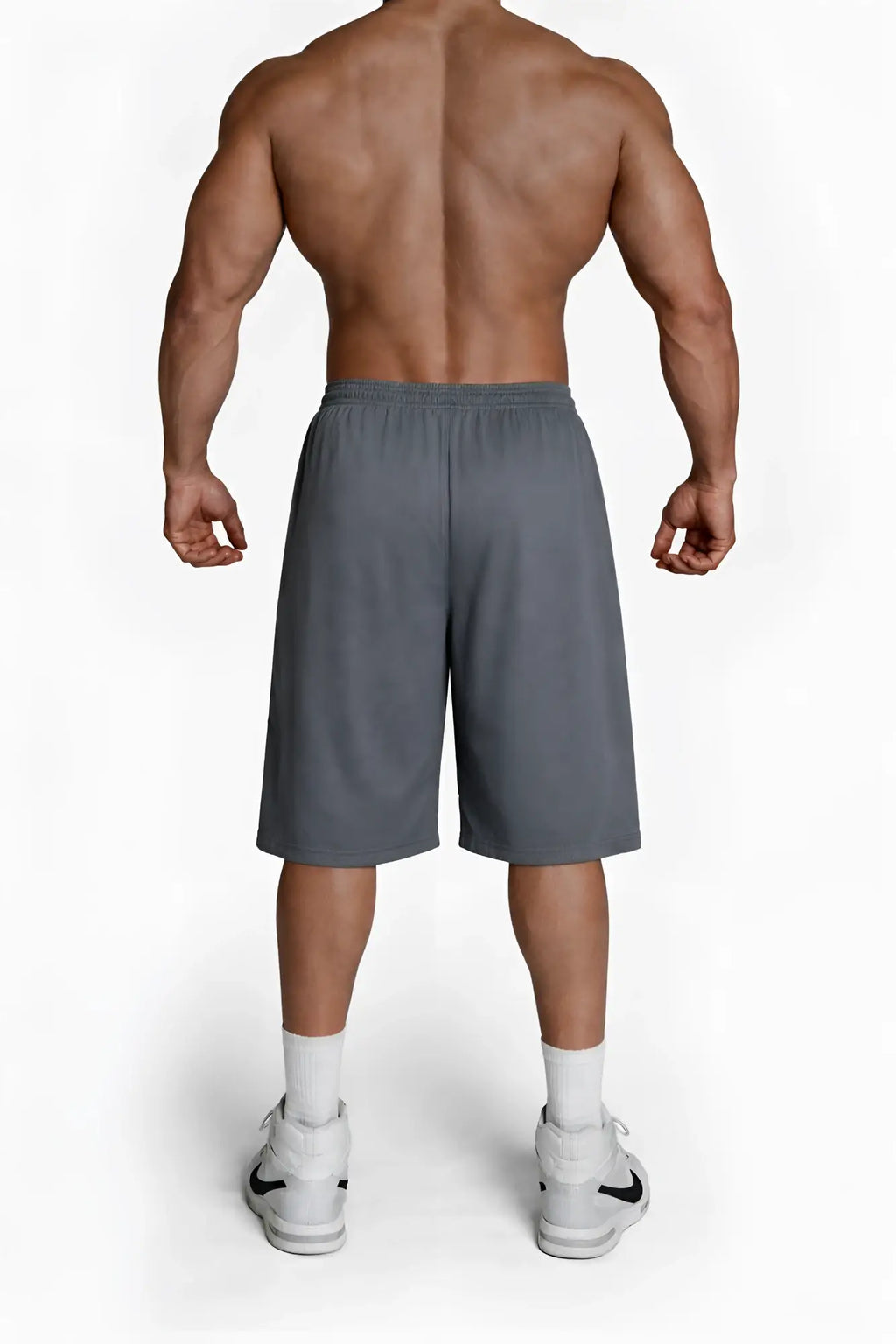 11 inch double layer mesh basketball shorts in storm gray with elastic waistband and smooth lightweight fabric