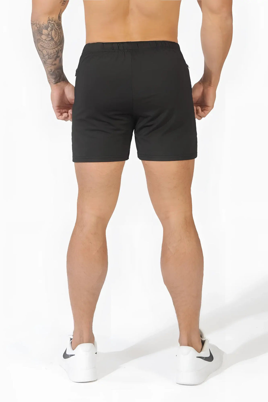 Black Jed North Agile bodybuilding 4 inch shorts with drawstring waistband and zipper side pockets for workouts