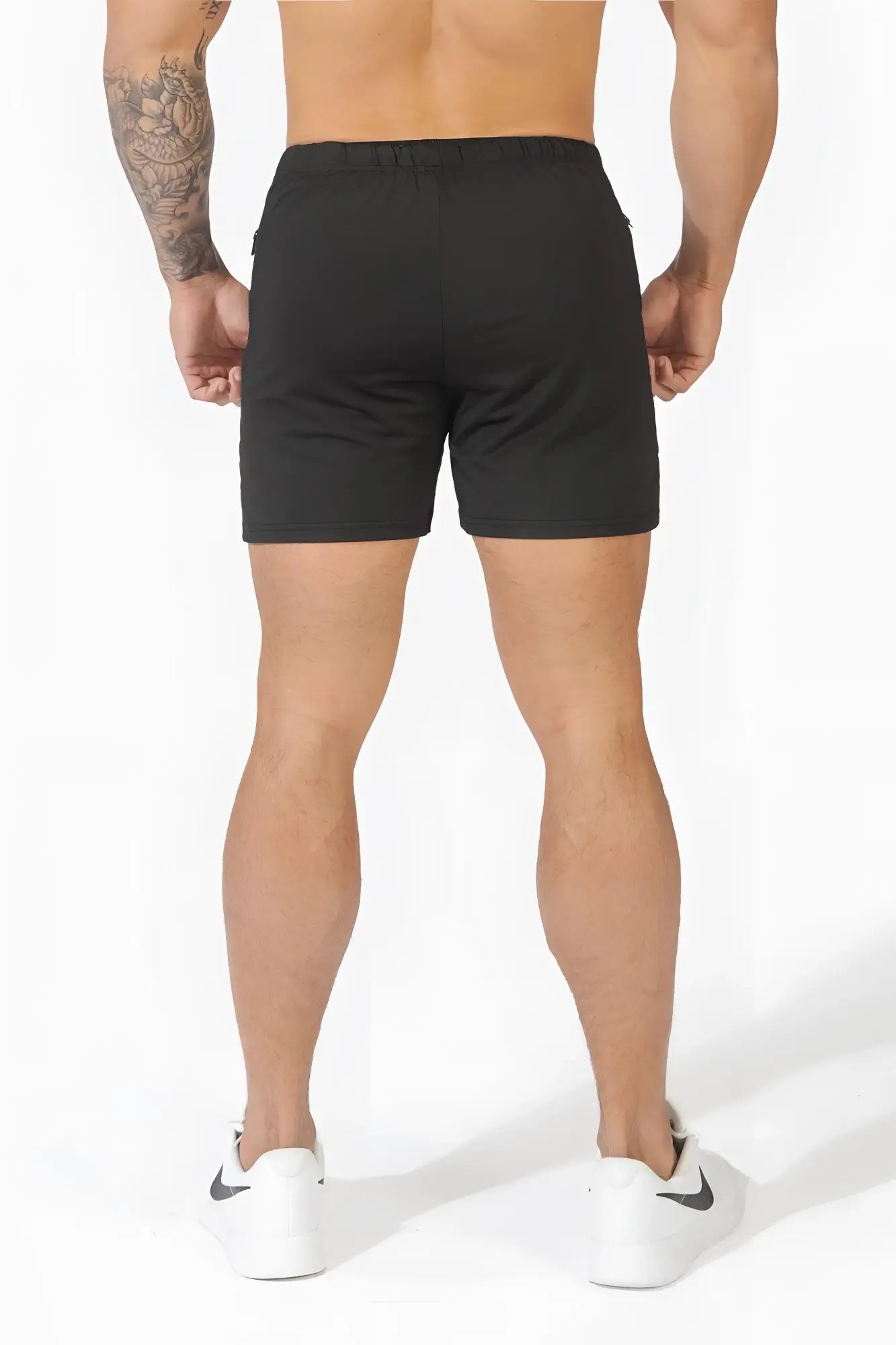 Black Jed North Agile bodybuilding 4 inch shorts with drawstring waistband and zipper side pockets for workouts