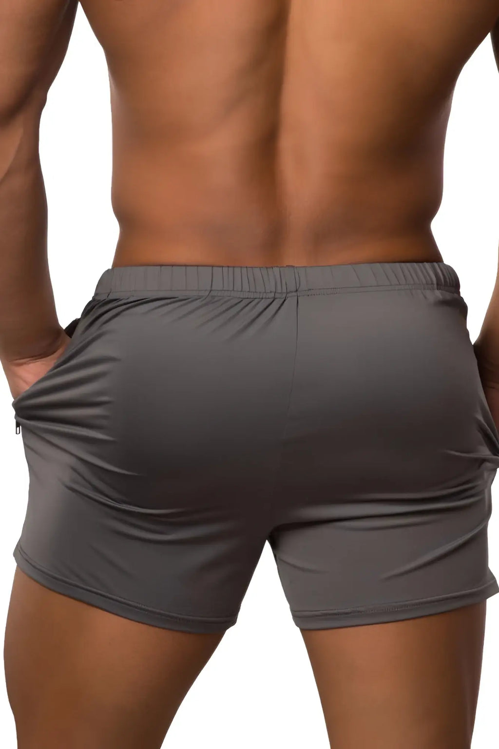 Jed North Agile bodybuilding gray athletic shorts with elastic waistband and zipper side pockets for workouts
