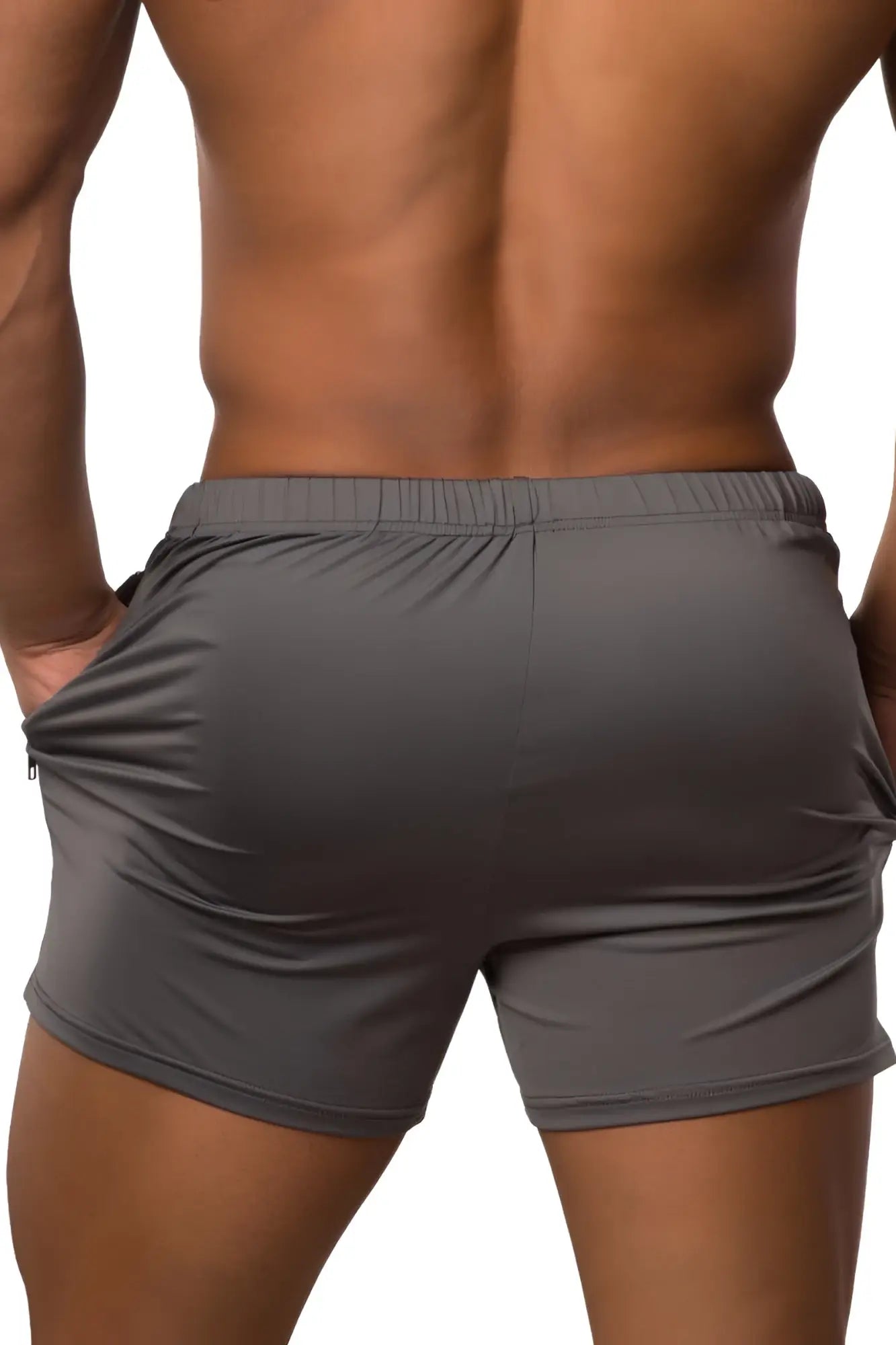 Jed North Agile bodybuilding gray athletic shorts with elastic waistband and zipper side pockets for workouts