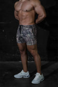 Jed north agile bodybuilding 4 inch hunter camo shorts with zipper pockets drawstring waistband and side pockets