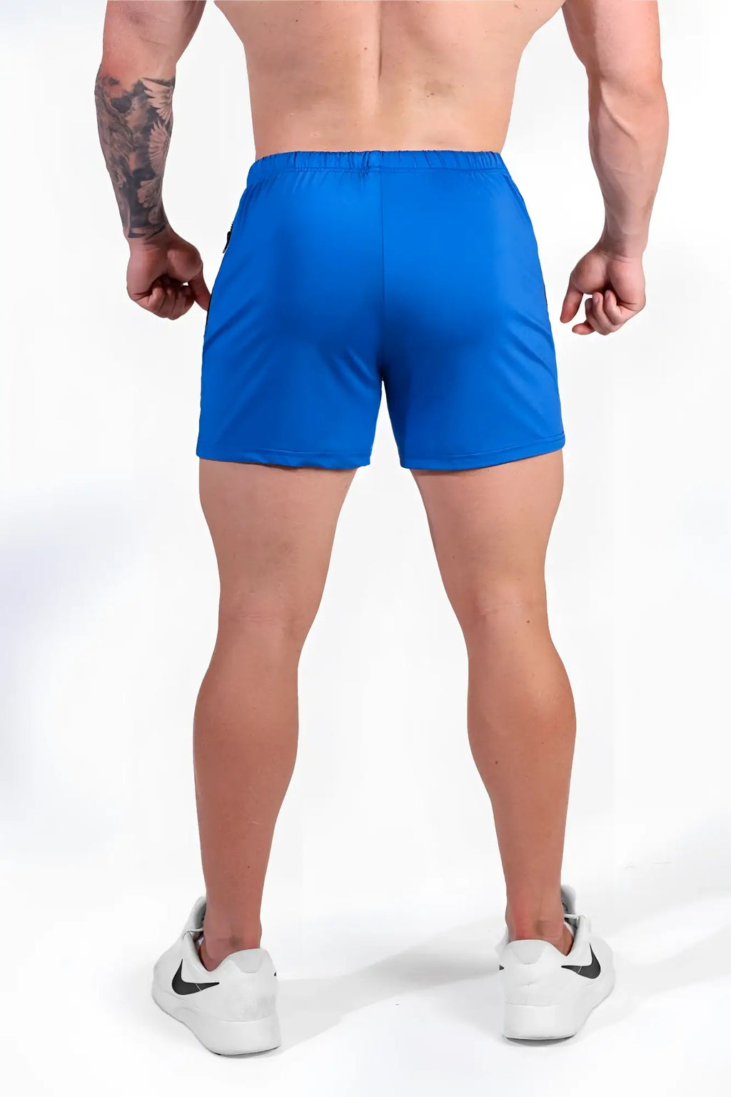 Jed north agile bodybuilding 4 inch royal blue athletic shorts with elastic waistband and zipper pockets