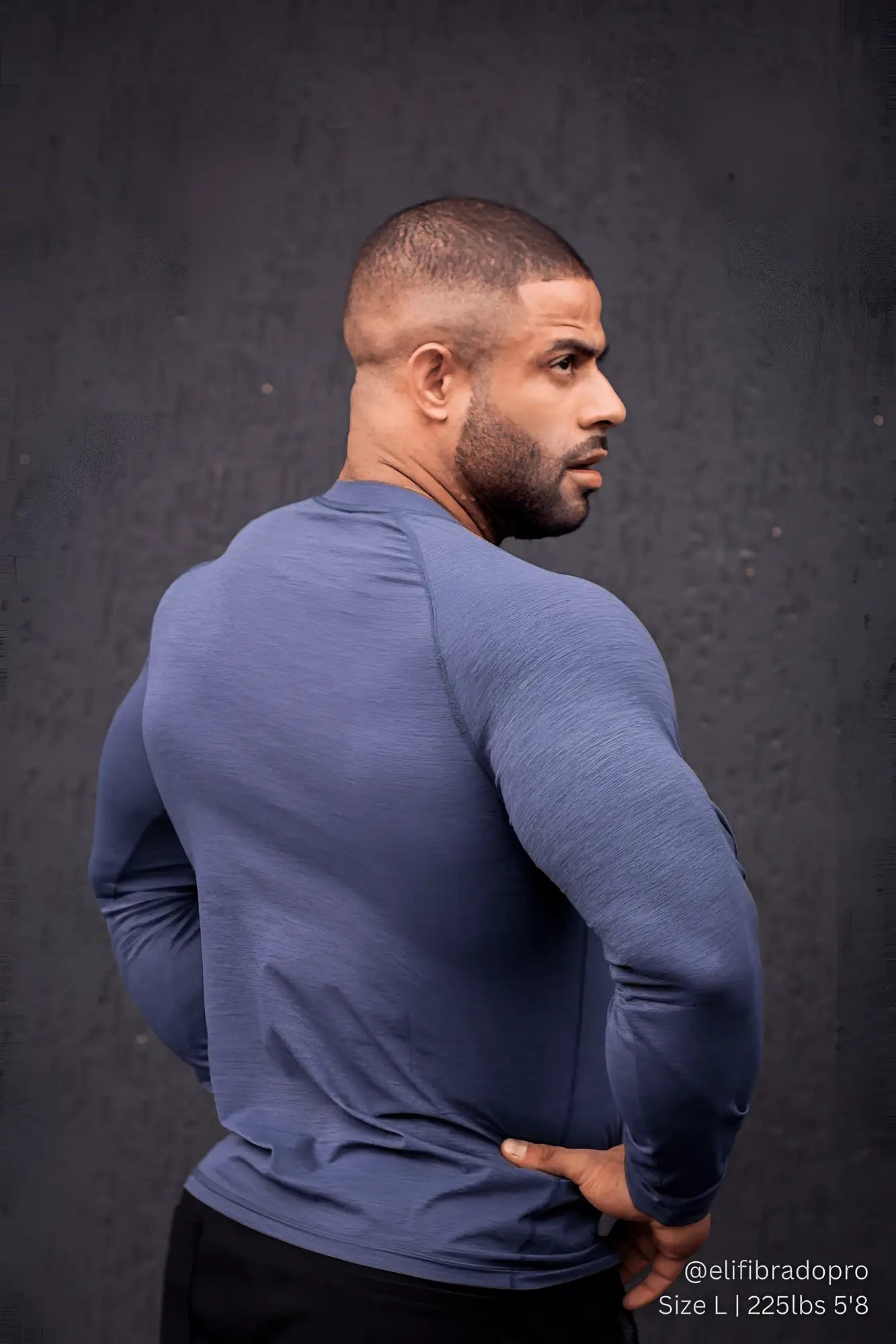 Jed North agile long sleeve activewear training tee in steel blue textured heathered fabric with raglan sleeves