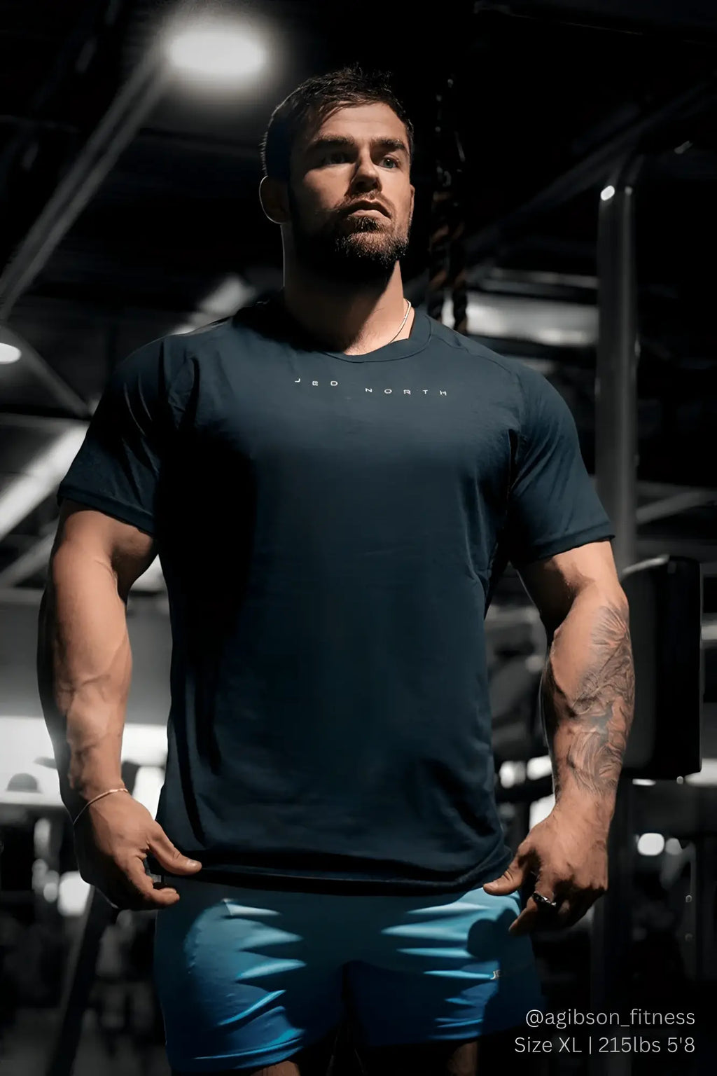 Jed North Agile short sleeve training tee in dark navy blue with a subtle white logo across the chest