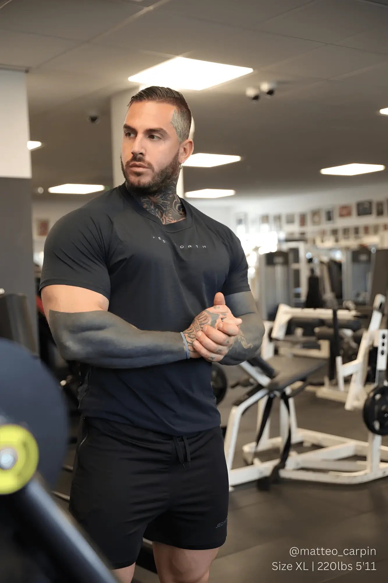 Jed North Agile short sleeve training tee in charcoal black with subtle chest logo for athletic performance