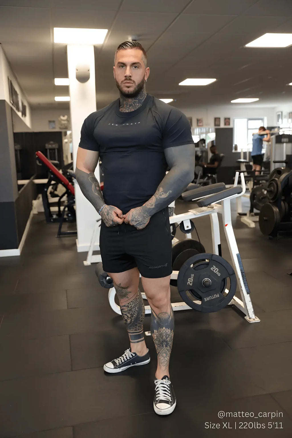 Jed North Agile short sleeve training tee charcoal black with subtle texture and air craft branding on chest