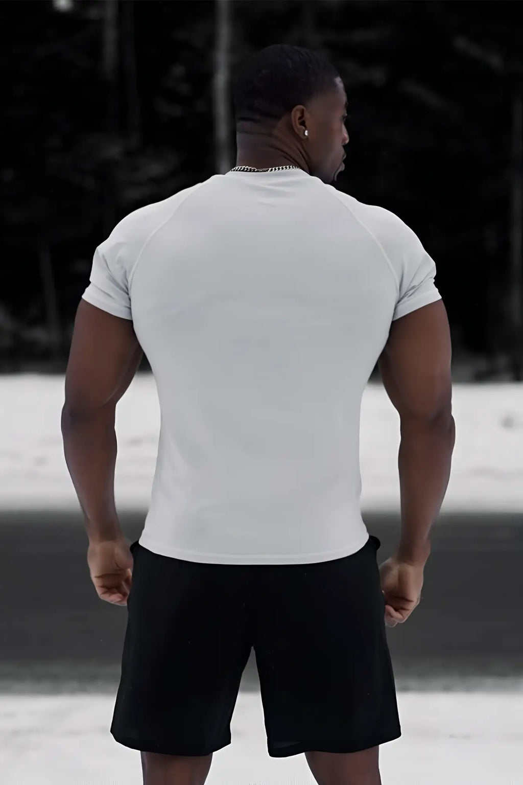 Jed North agile short sleeve training tee in light gray with a fitted cut and raglan sleeves for athletic use
