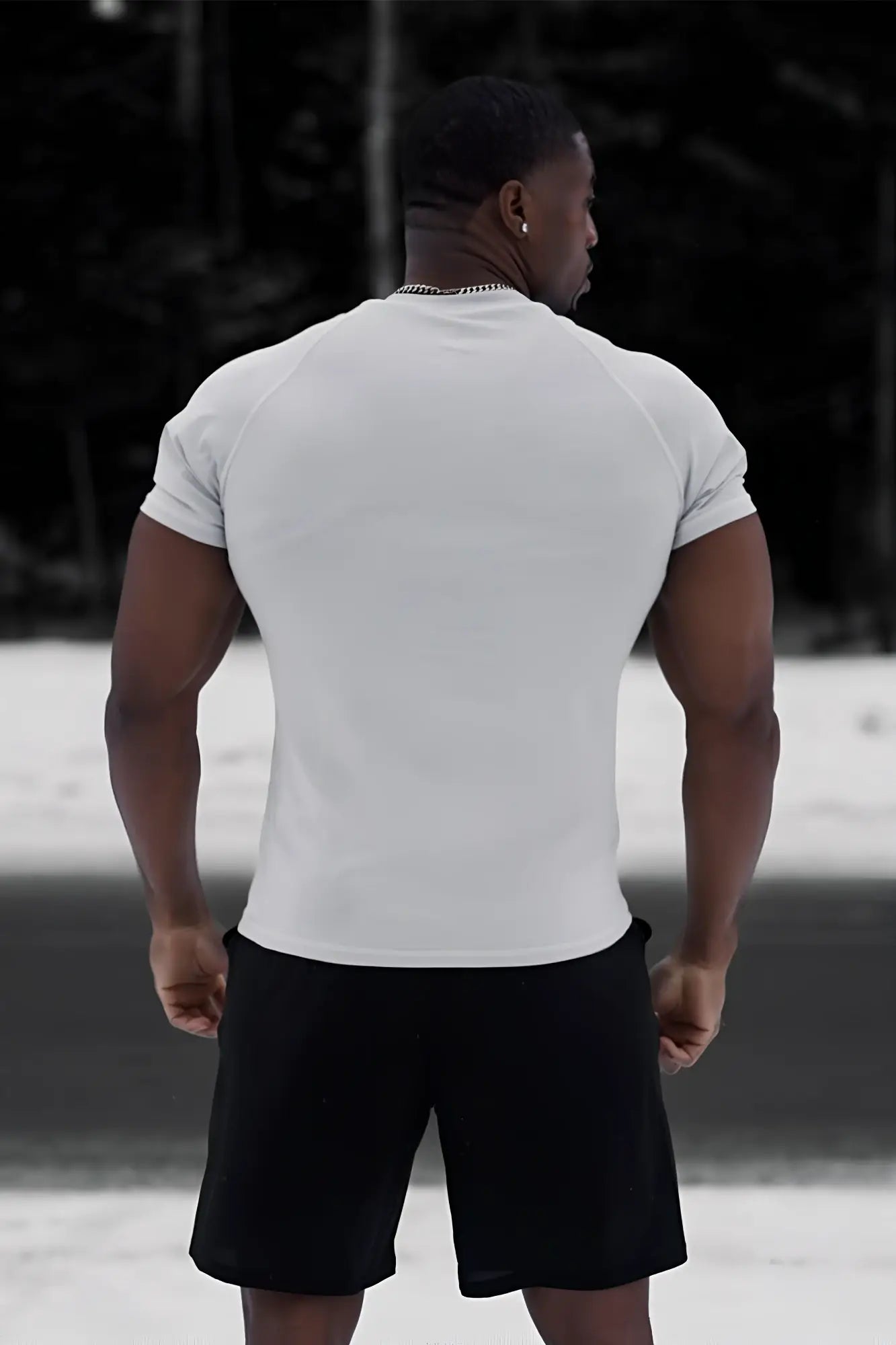 Jed North agile short sleeve training tee in light gray with a fitted cut and raglan sleeves for athletic use