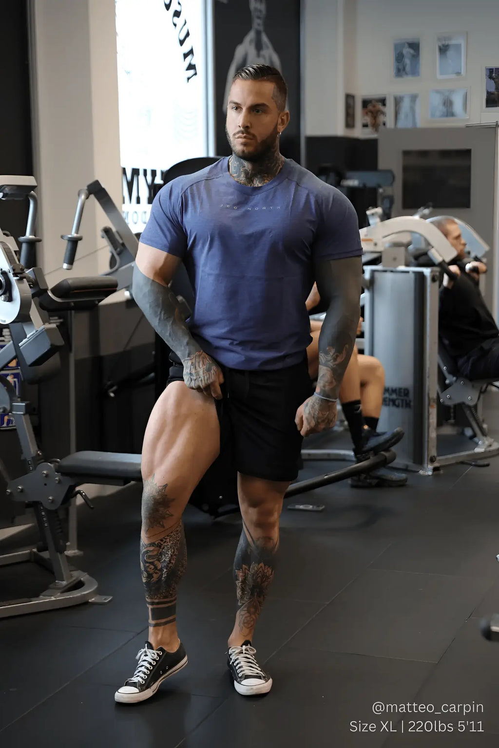 Steel blue agile short sleeve training tee featuring a subtle chest logo ideal for active wear