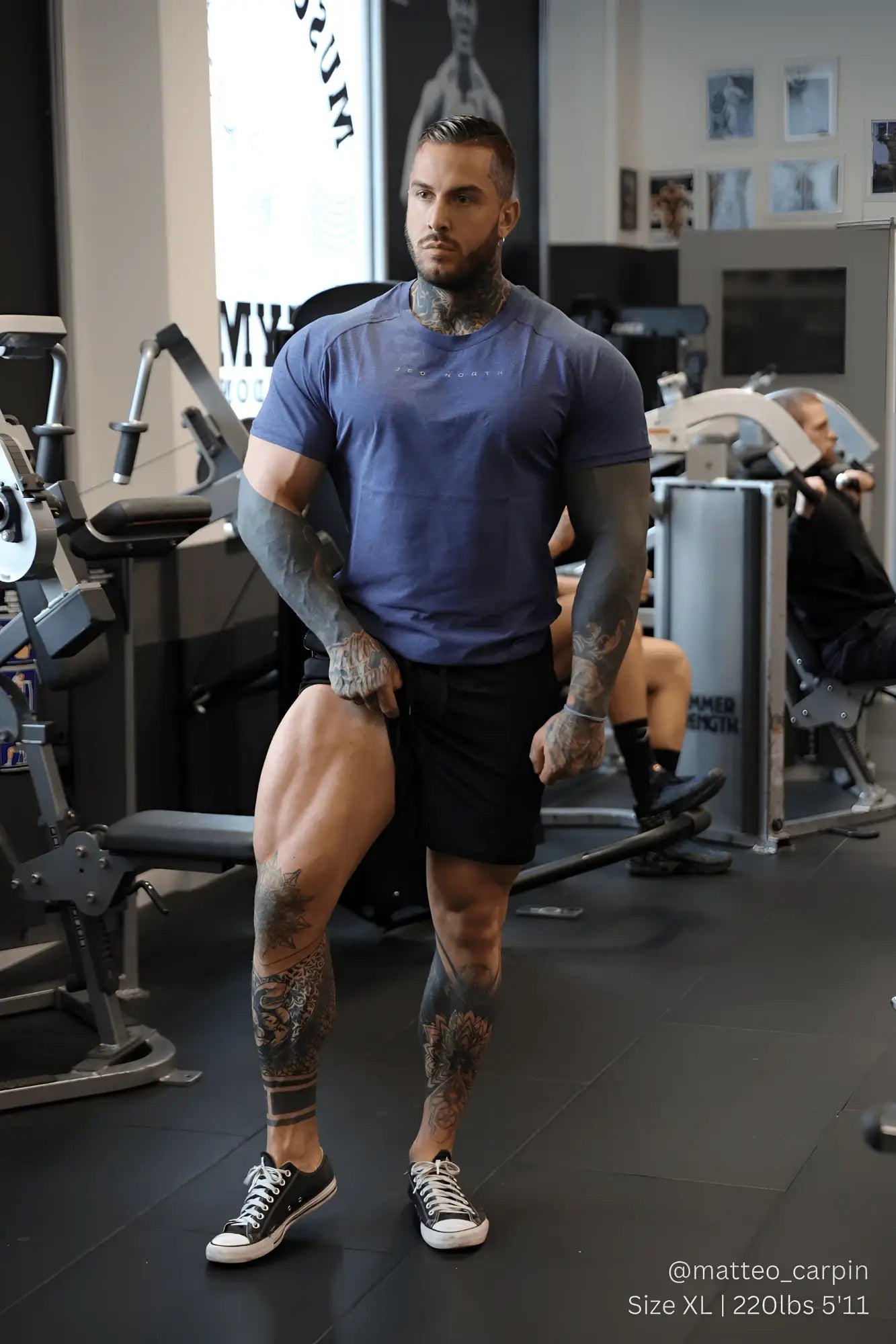Steel blue agile short sleeve training tee featuring a subtle chest logo ideal for active wear