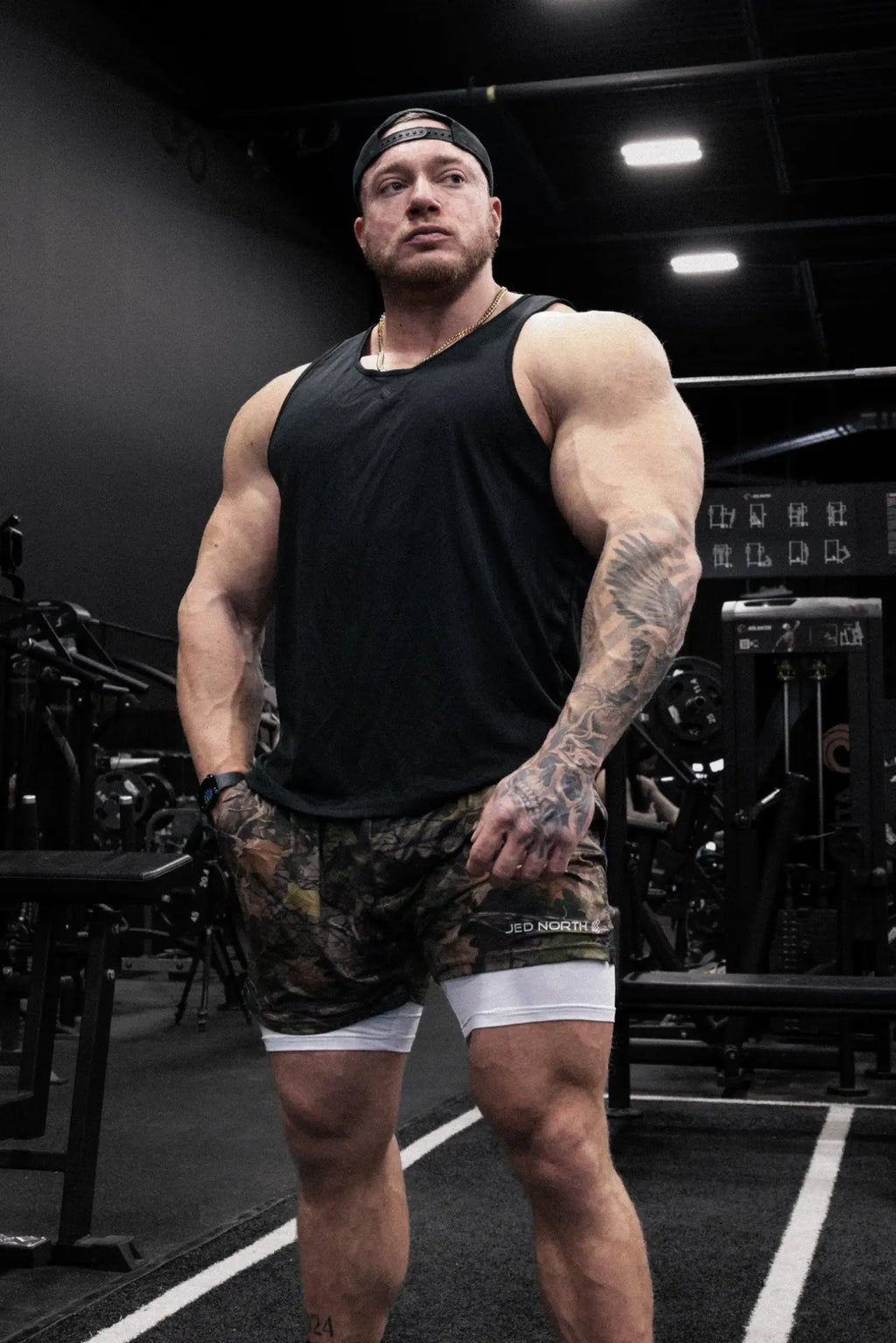 Jed North Alpha microfiber fast-dry gym tank top in obsidian black with fitted athletic cut and subtle ribbed texture