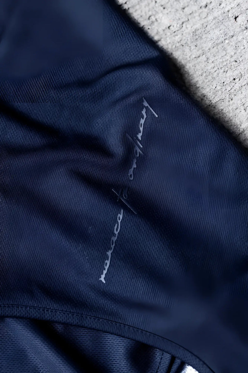 Jed north alpha microfiber fast-dry gym tank top in dark navy blue with a subtle silver stitched logo