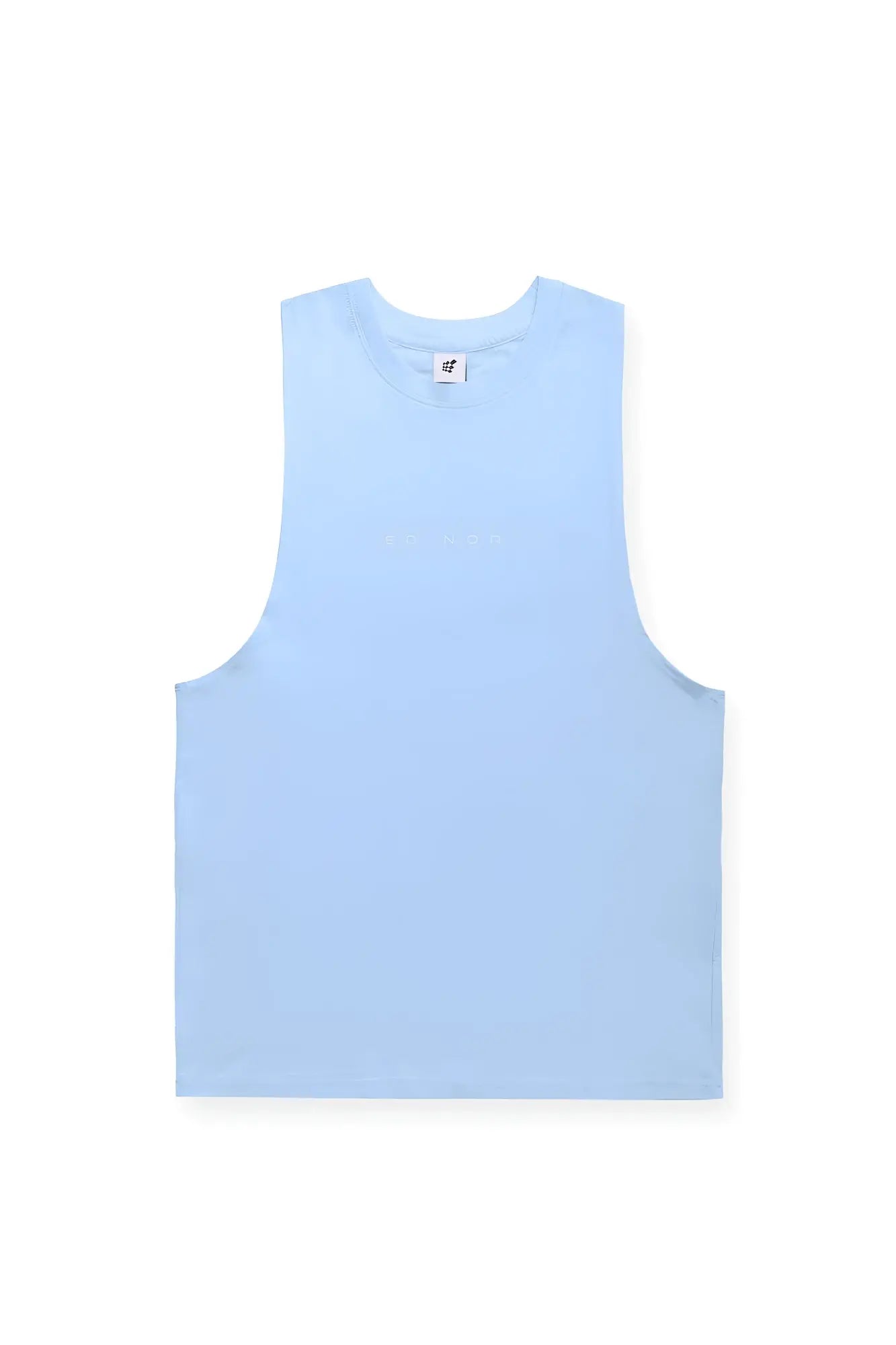 Apollo men’s sleeveless training tee in light blue with a simple round neckline and minimalistic design