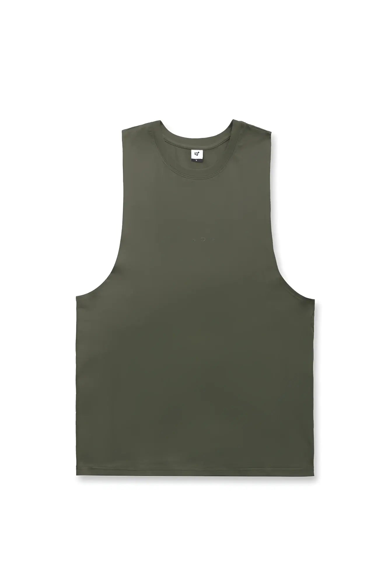 Apollo men’s sleeveless training tee moss green olive green tank top with crew neckline and minimalist design