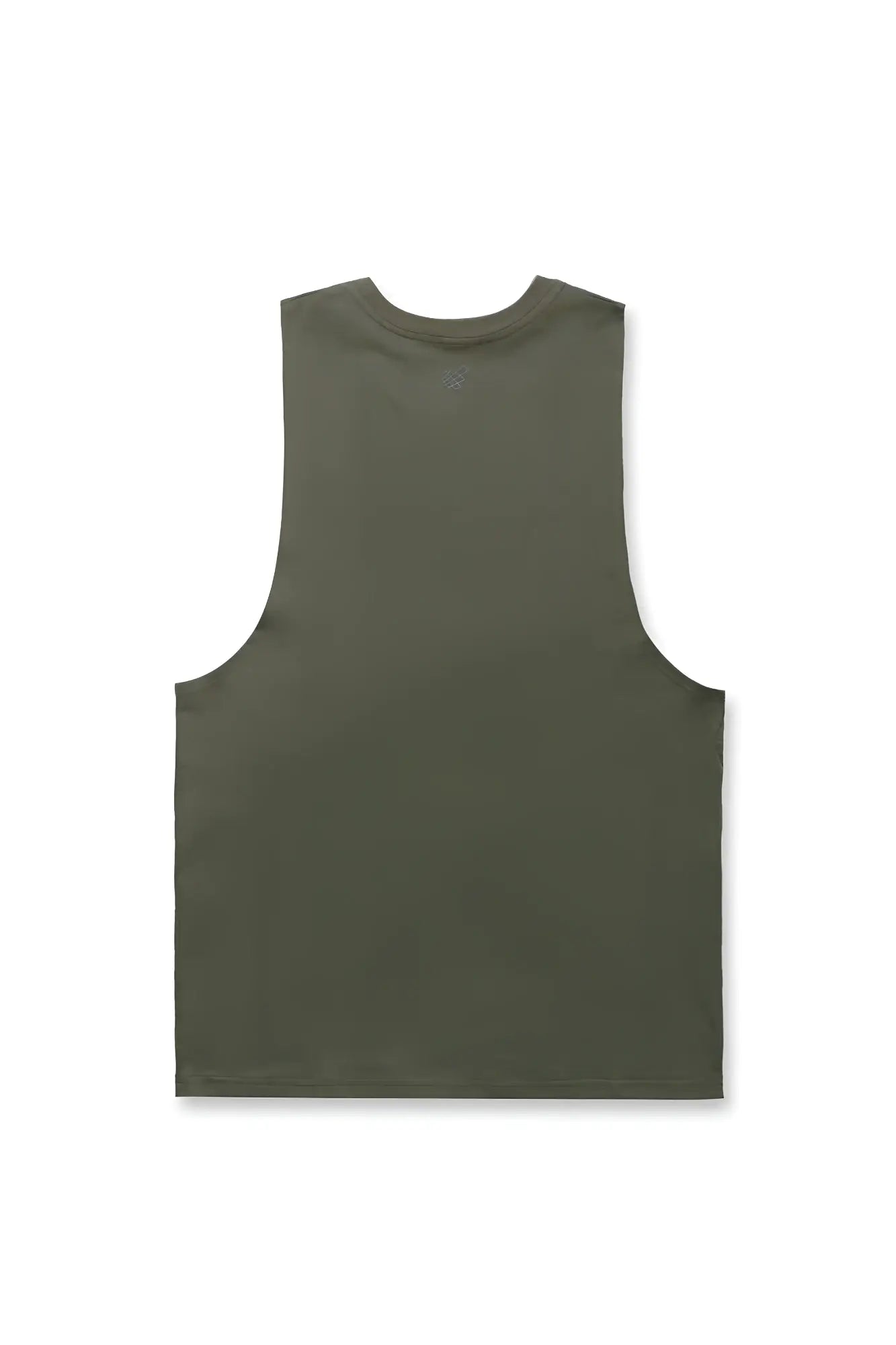 Apollo men’s sleeveless training tee in moss green featuring a minimalist olive green tank top design