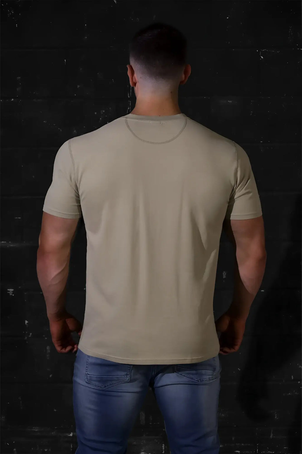 Beige short-sleeved crew neck jed north classic premium pocket t-shirt made from soft pistachio green fabric