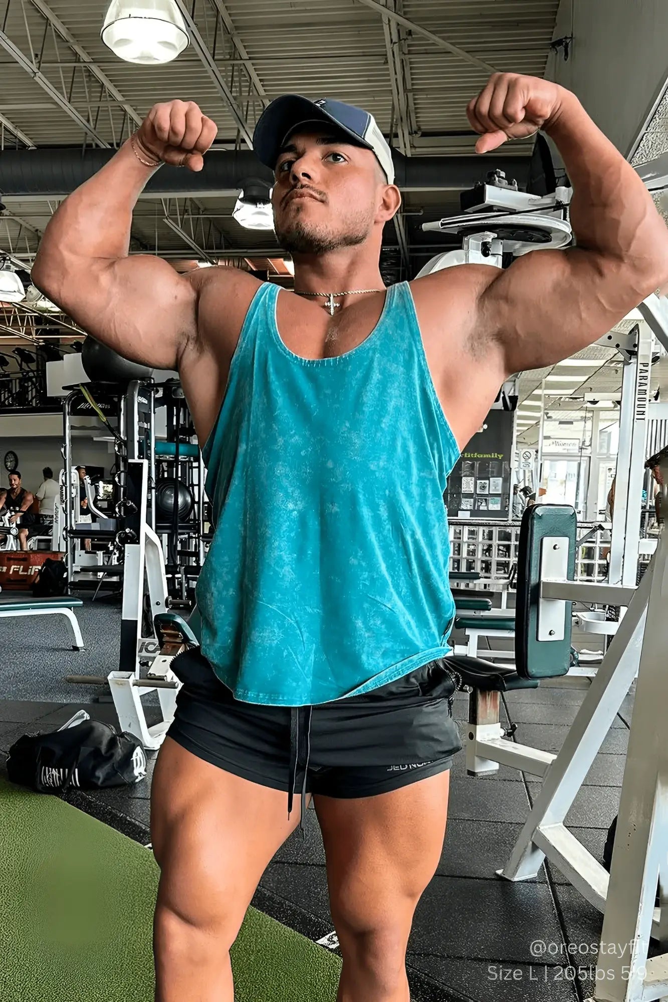 Blue tank top with faded textured fabric finish in jed north classic vintage washed racerback stringer deep sea color