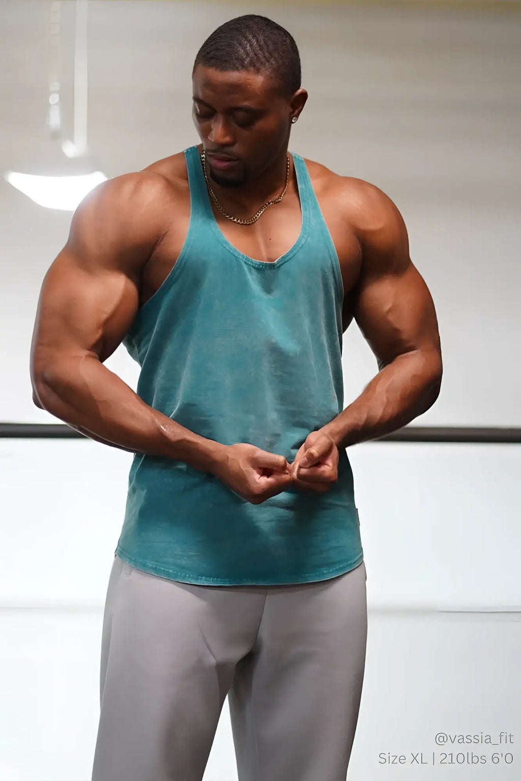 Jed North classic vintage washed racerback stringer sleeveless tank top in deep sea teal with a relaxed fit and scoop neckline