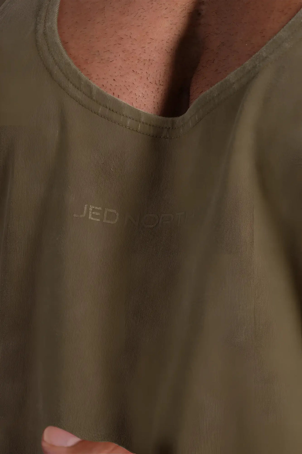 Classic vintage washed racerback stringer olive green cotton tank top with subtle jed embroidery on the chest