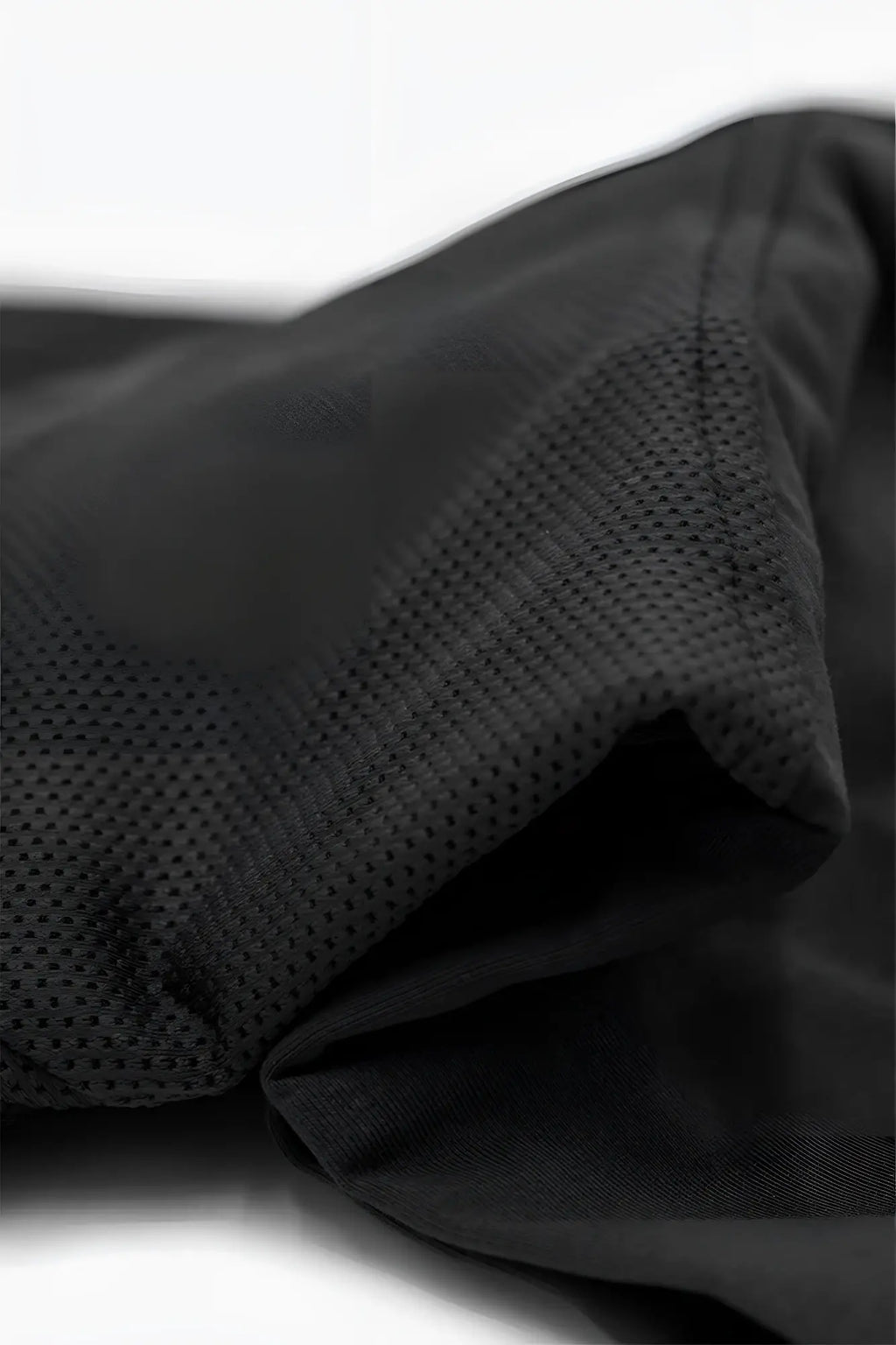 Jed north core mesh workout t shirt 2.0 black showing fine uniform perforated black mesh fabric texture