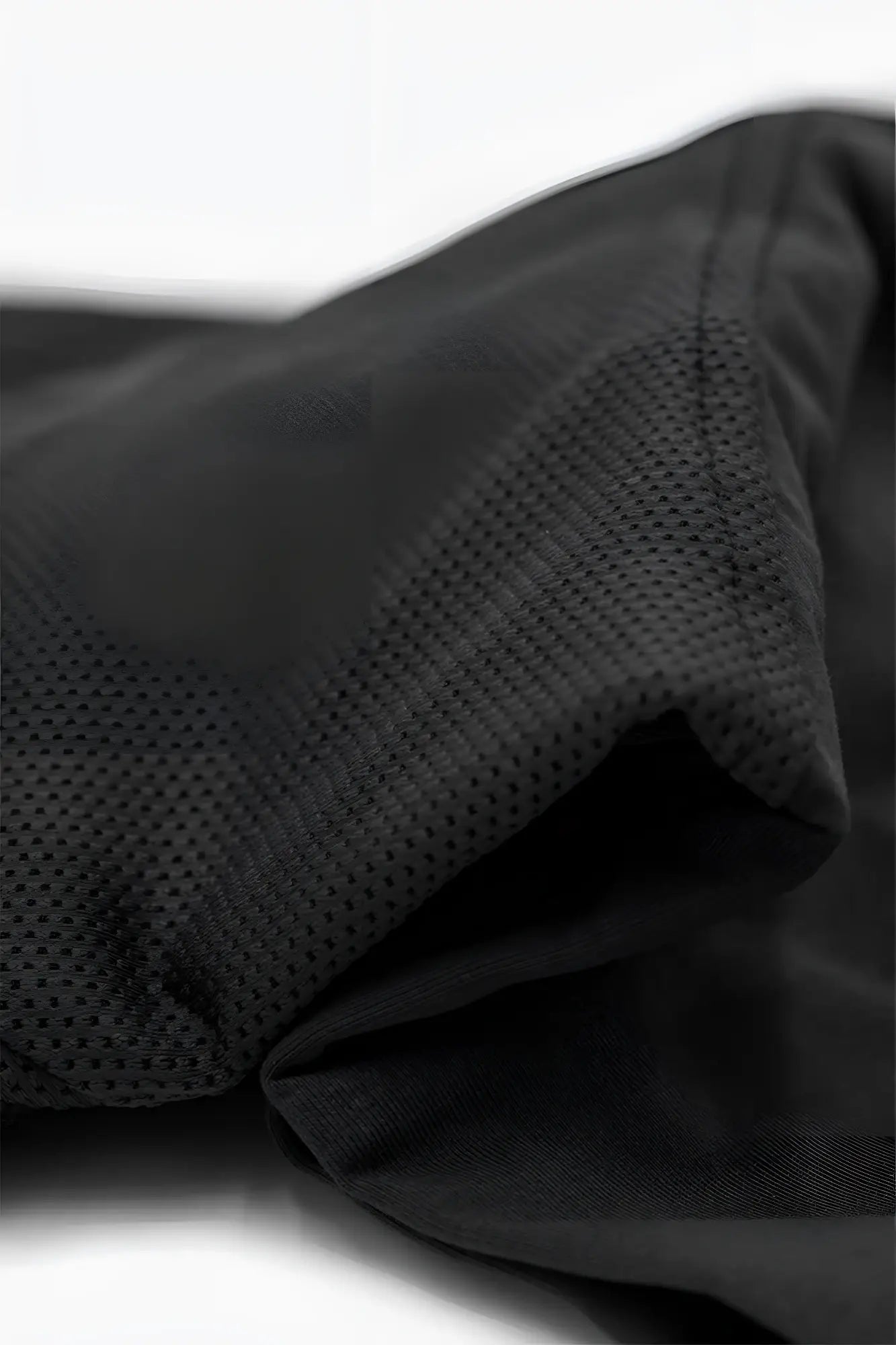 Jed north core mesh workout t shirt 2.0 black showing fine uniform perforated black mesh fabric texture