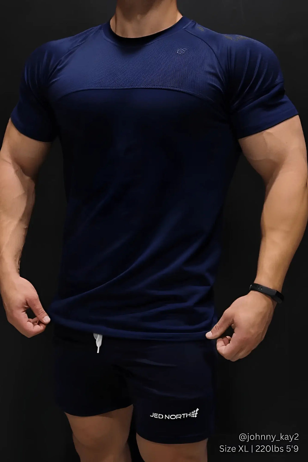 Navy jed north core mesh workout t-shirt 2.0 with short sleeves and subtle textured pattern for athletic use