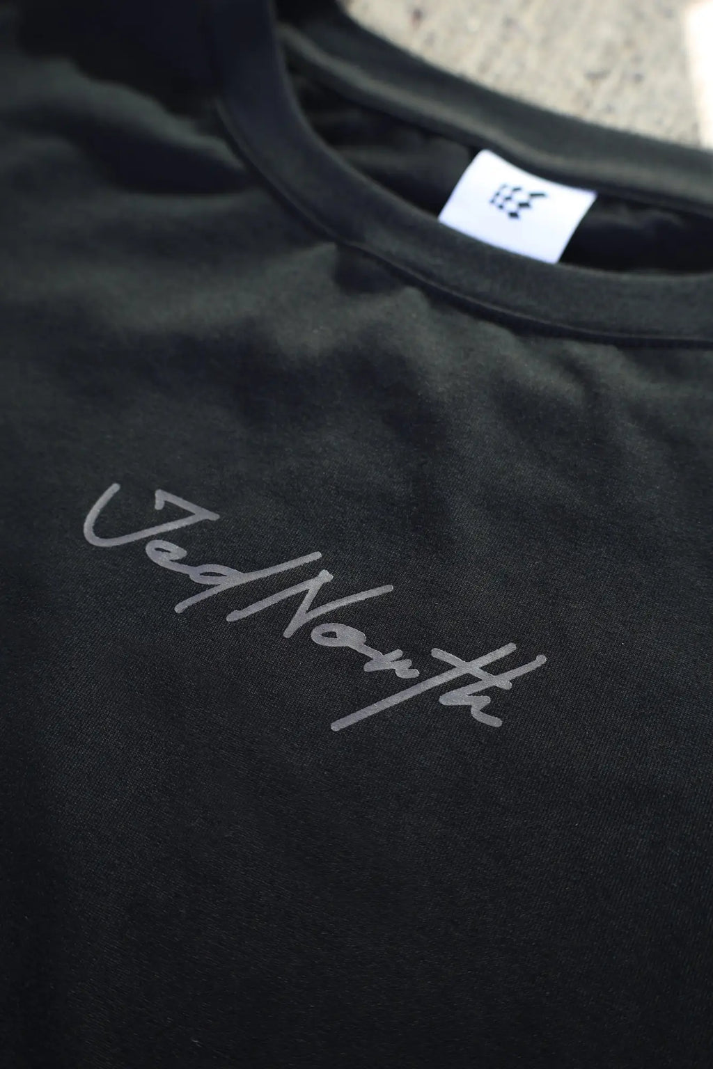 Jed North energy oversized long sleeve t shirt 2.0 obsidian black with silver vad north embroidery on chest cotton
