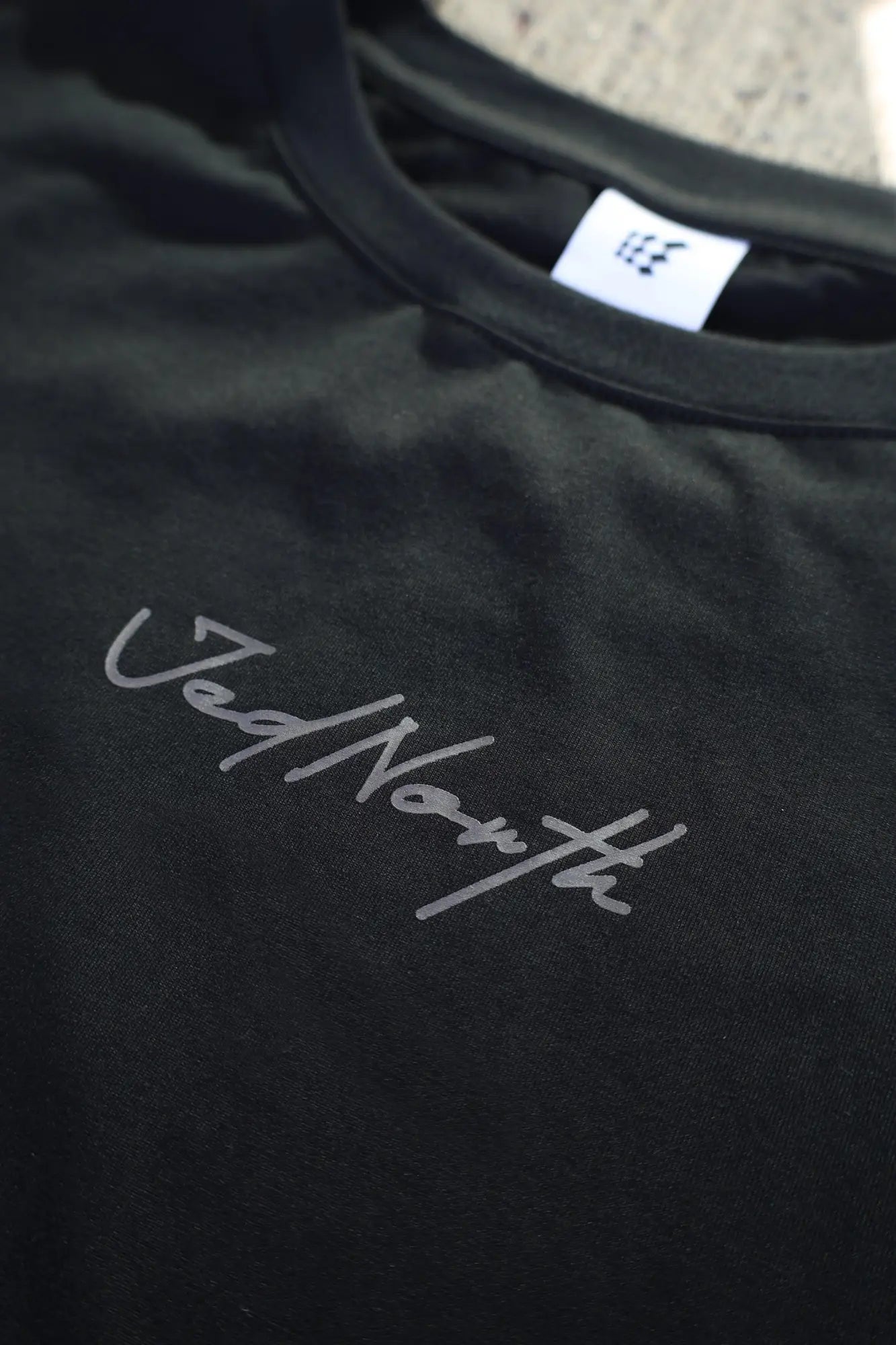 Jed North energy oversized long sleeve t shirt 2.0 obsidian black with silver vad north embroidery on chest cotton