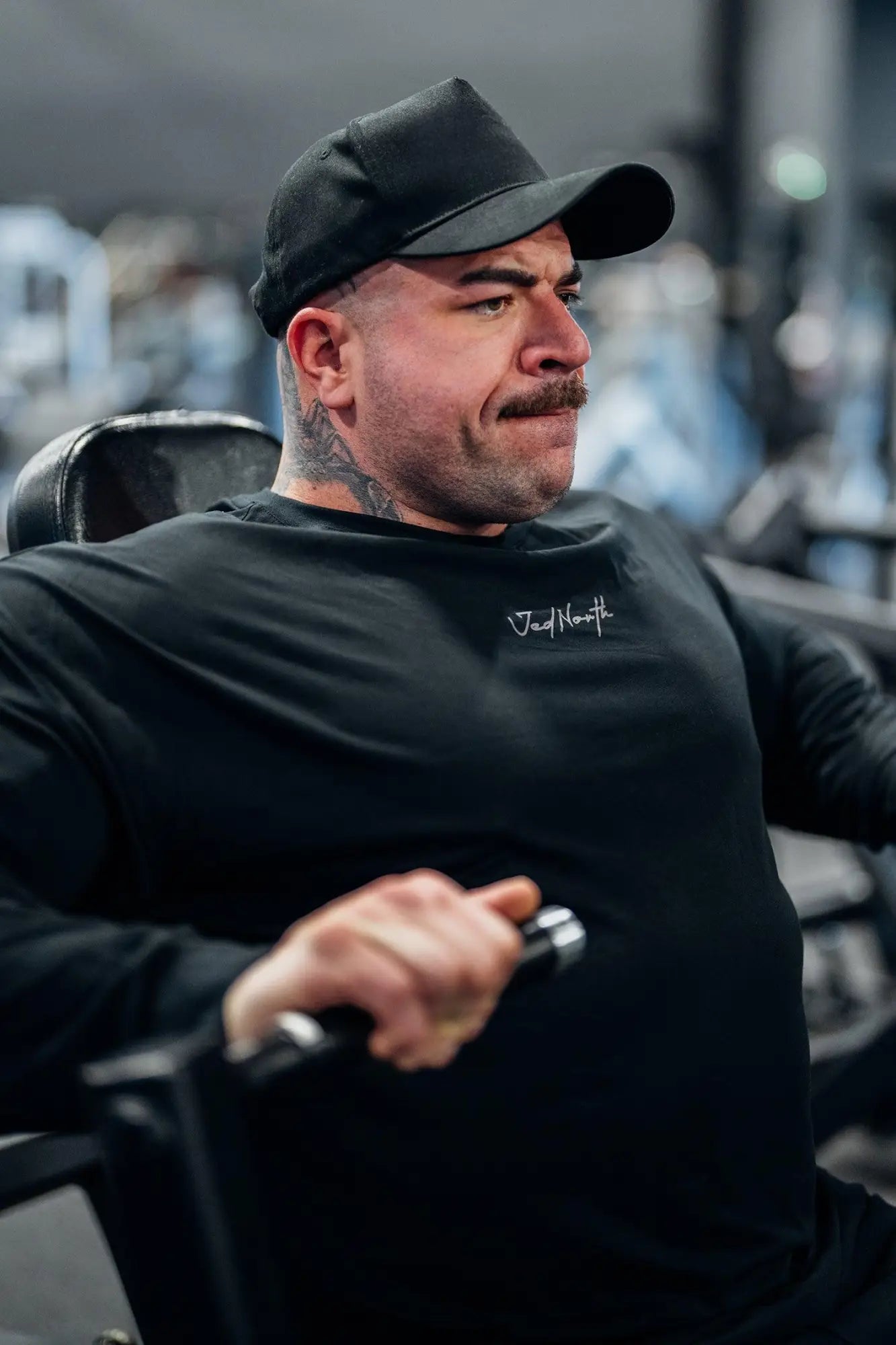 Jed North energy oversized long sleeve t-shirt 2.0 in obsidian black with white cursive logo on the chest