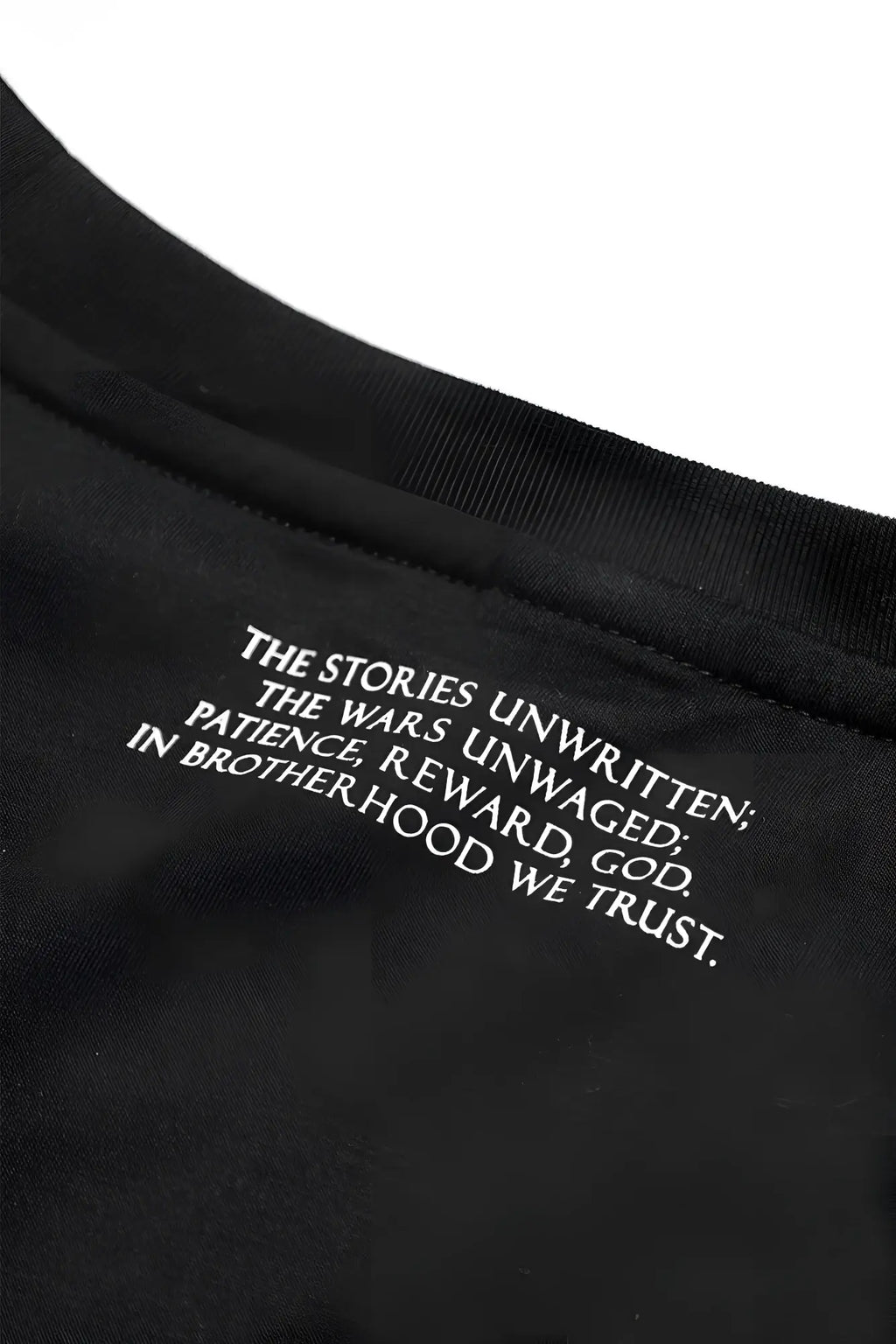 Black cotton jed north energy oversized t-shirt with white embroidered text along the neckline