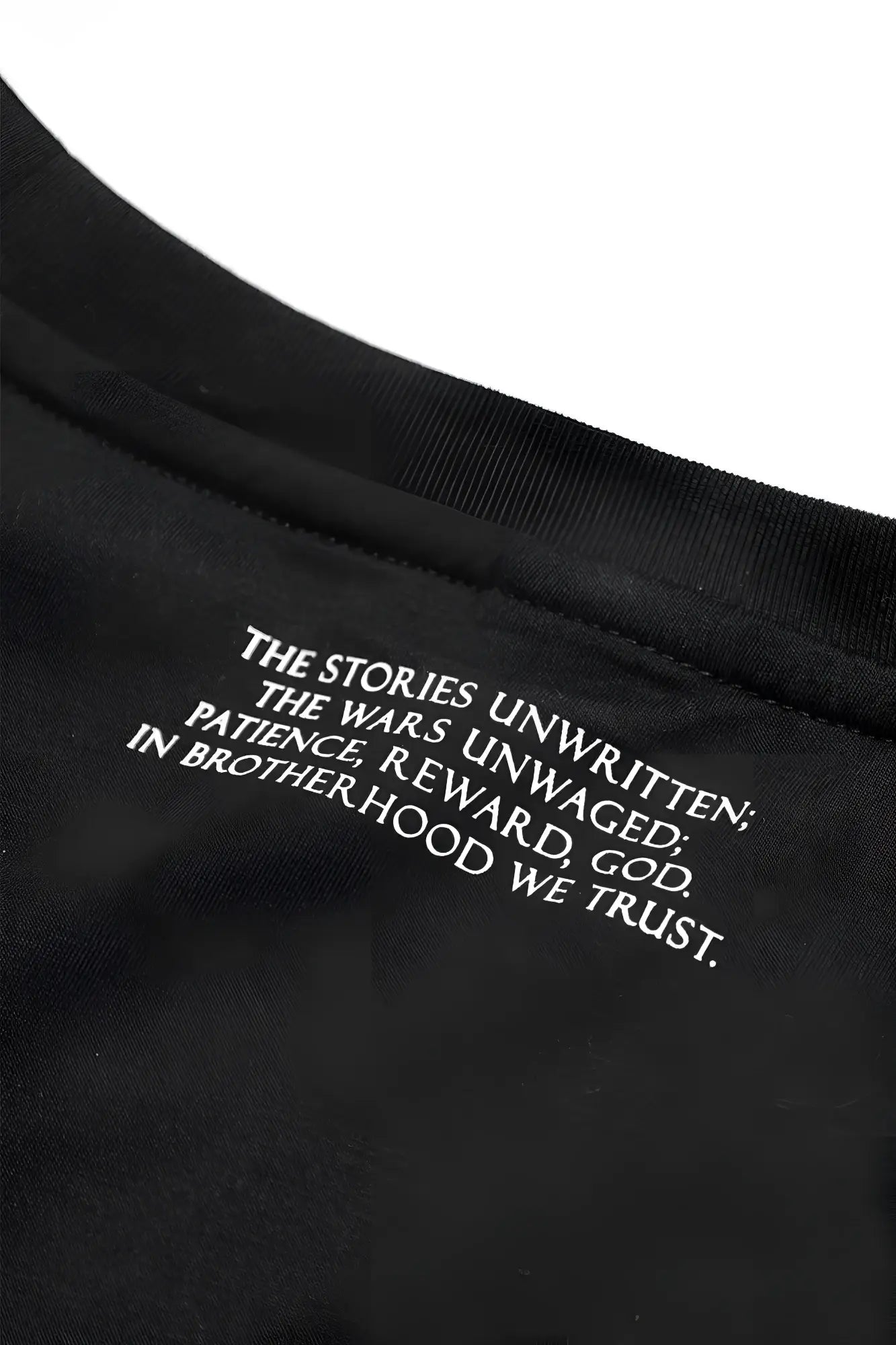 Black cotton jed north energy oversized t-shirt with white embroidered text along the neckline