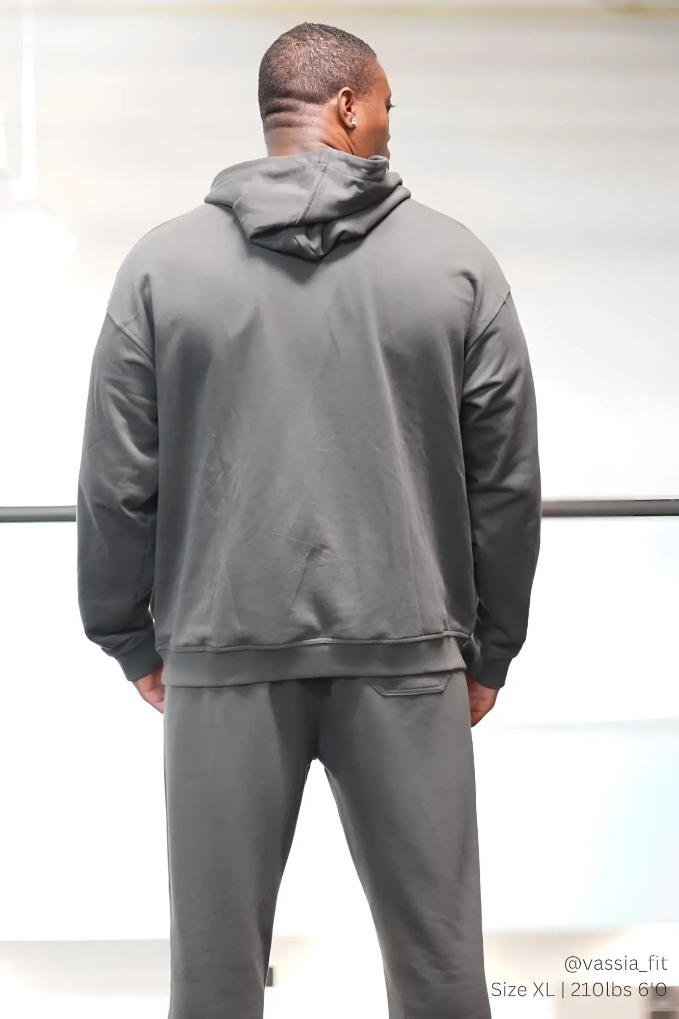 Gray Jed North Essentials relaxed hoodie with ribbed cuffs and hem in dark gray cotton blend fabric