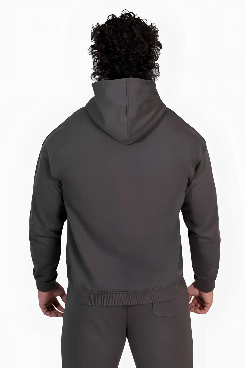 Jed North Essentials relaxed hoodie dark gray with smooth soft fabric and subtle seam detailing on shoulders
