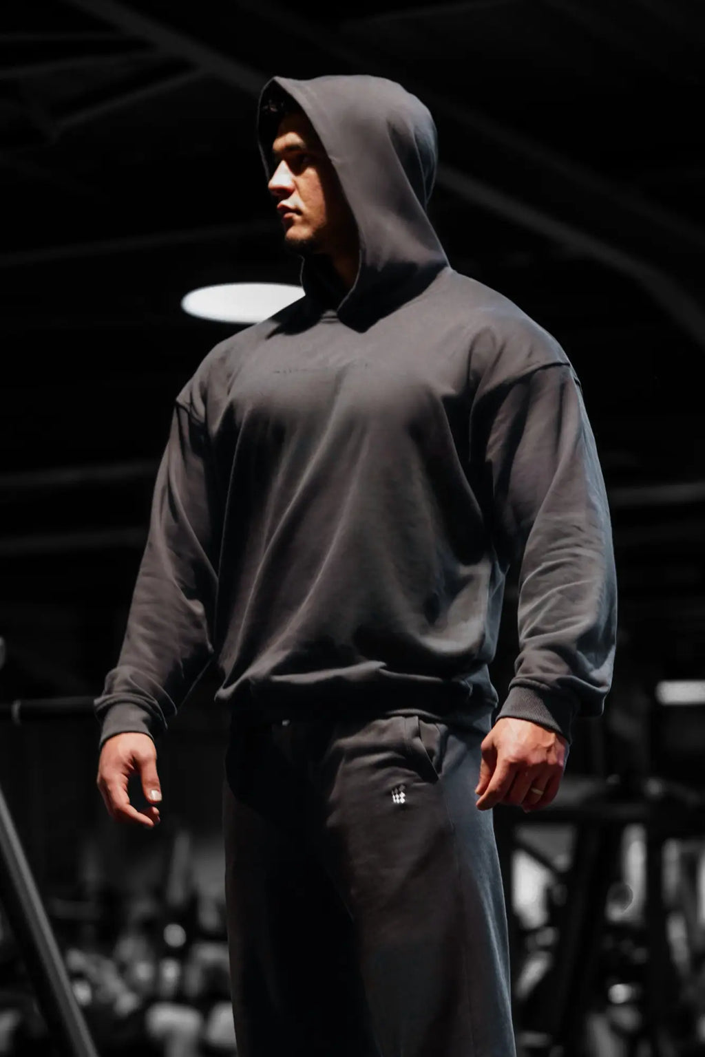 Jed north essentials relaxed hoodie dark gray oversized with hood and long sleeves for casual comfort