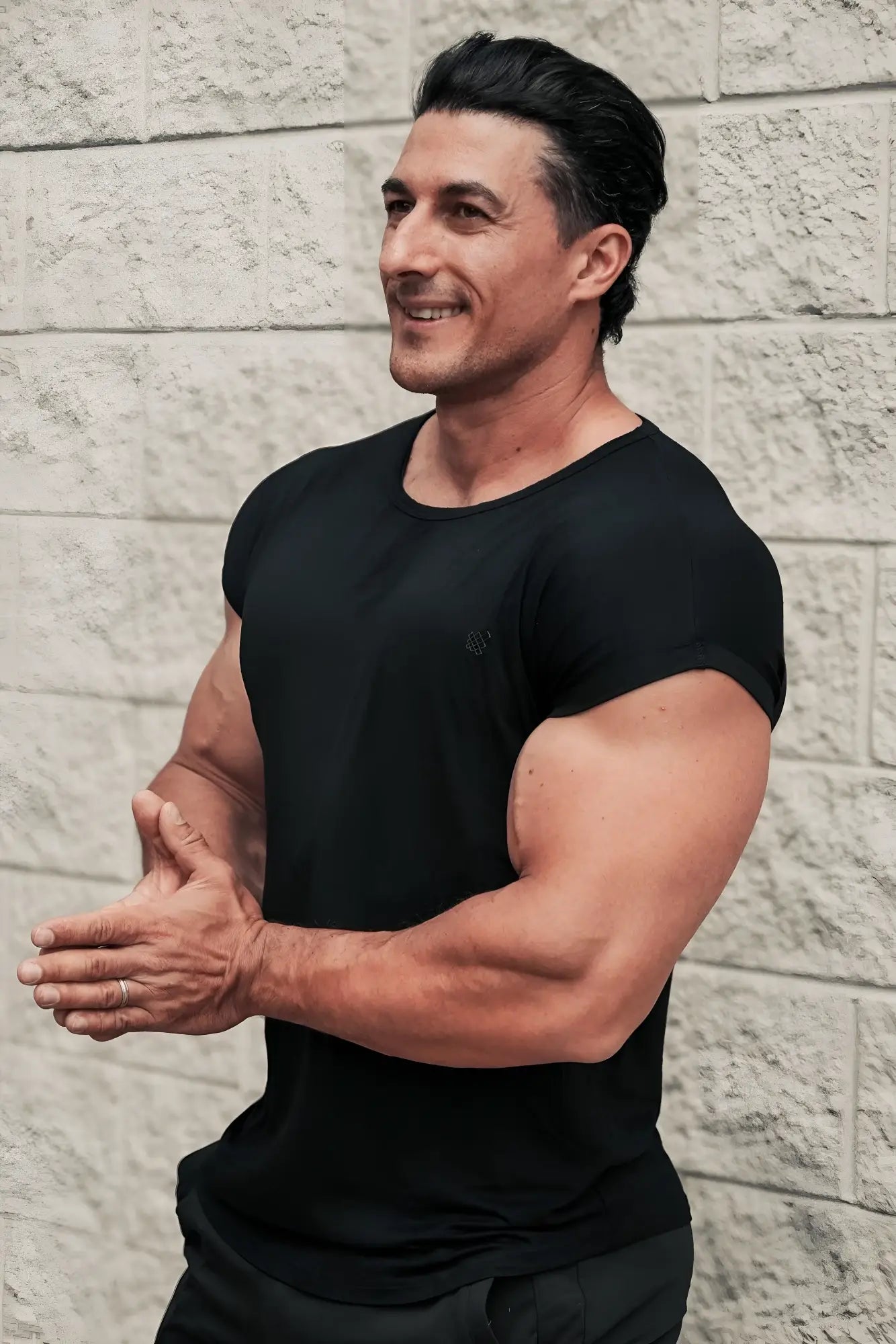 Jed North Evolve cap sleeve muscle t-shirt 2.0 black short-sleeved crew neck with small left chest logo