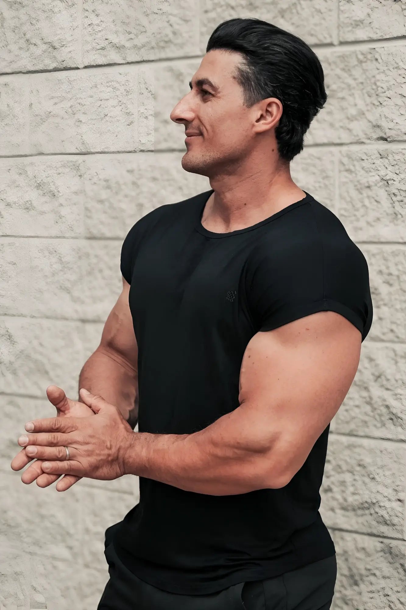 Jed North evolve cap sleeve muscle t-shirt 2.0 black short-sleeved crew neck athletic cotton blend tee