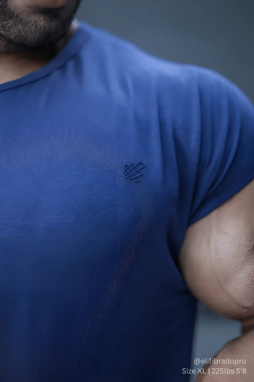 Jed North evolve cap sleeve muscle t-shirt 2.0 navy with a subtle textured weave and small dark embroidered logo on chest