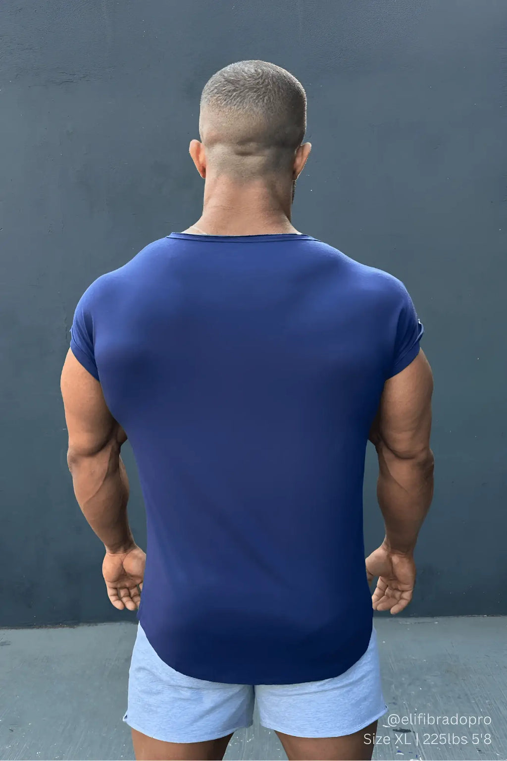 Jed North evolve cap sleeve muscle t-shirt 2.0 navy is a fitted navy blue short sleeved athletic crew neck tee