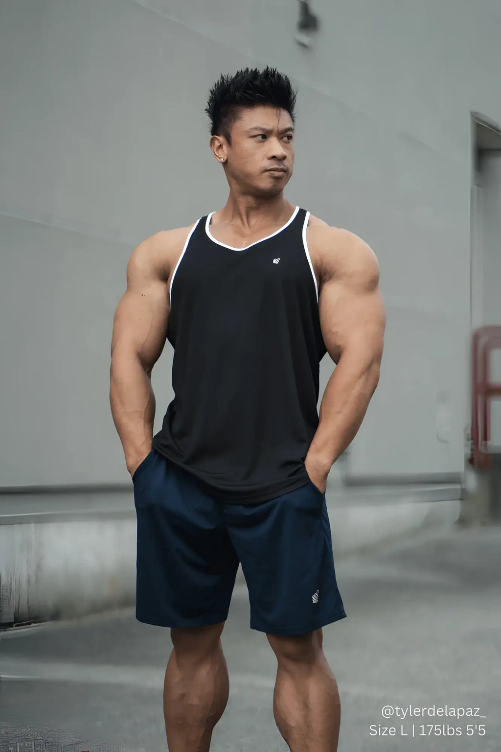 Black Jed North fast-dry bodybuilding workout stringer tank top with white trim and small chest logo
