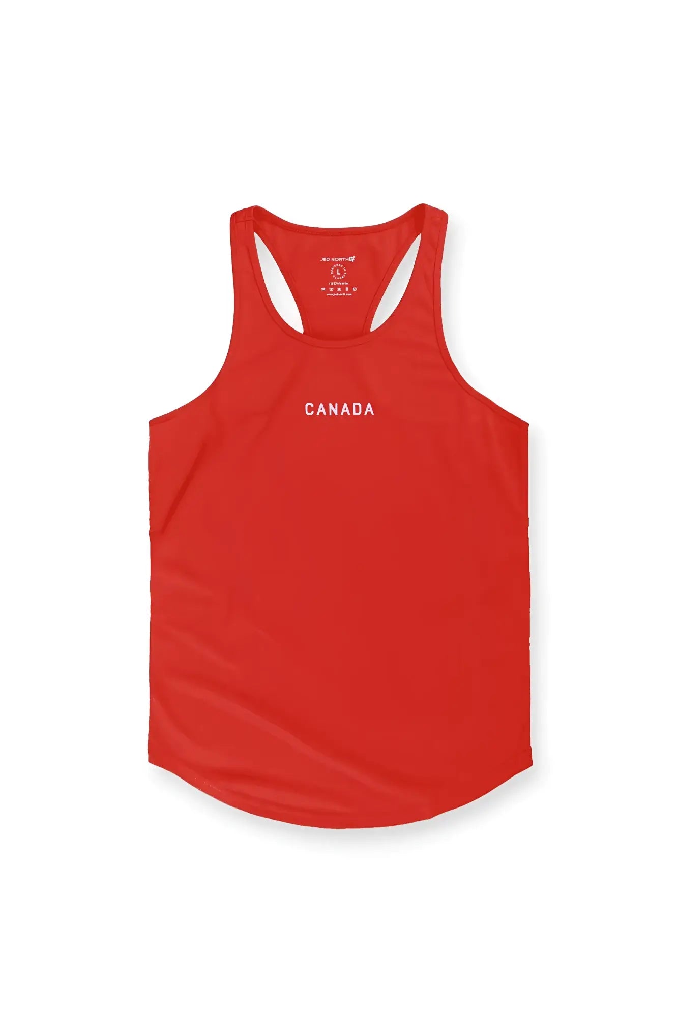 Red fast-dry bodybuilding workout stringer tank top with canada print ideal for athletic training