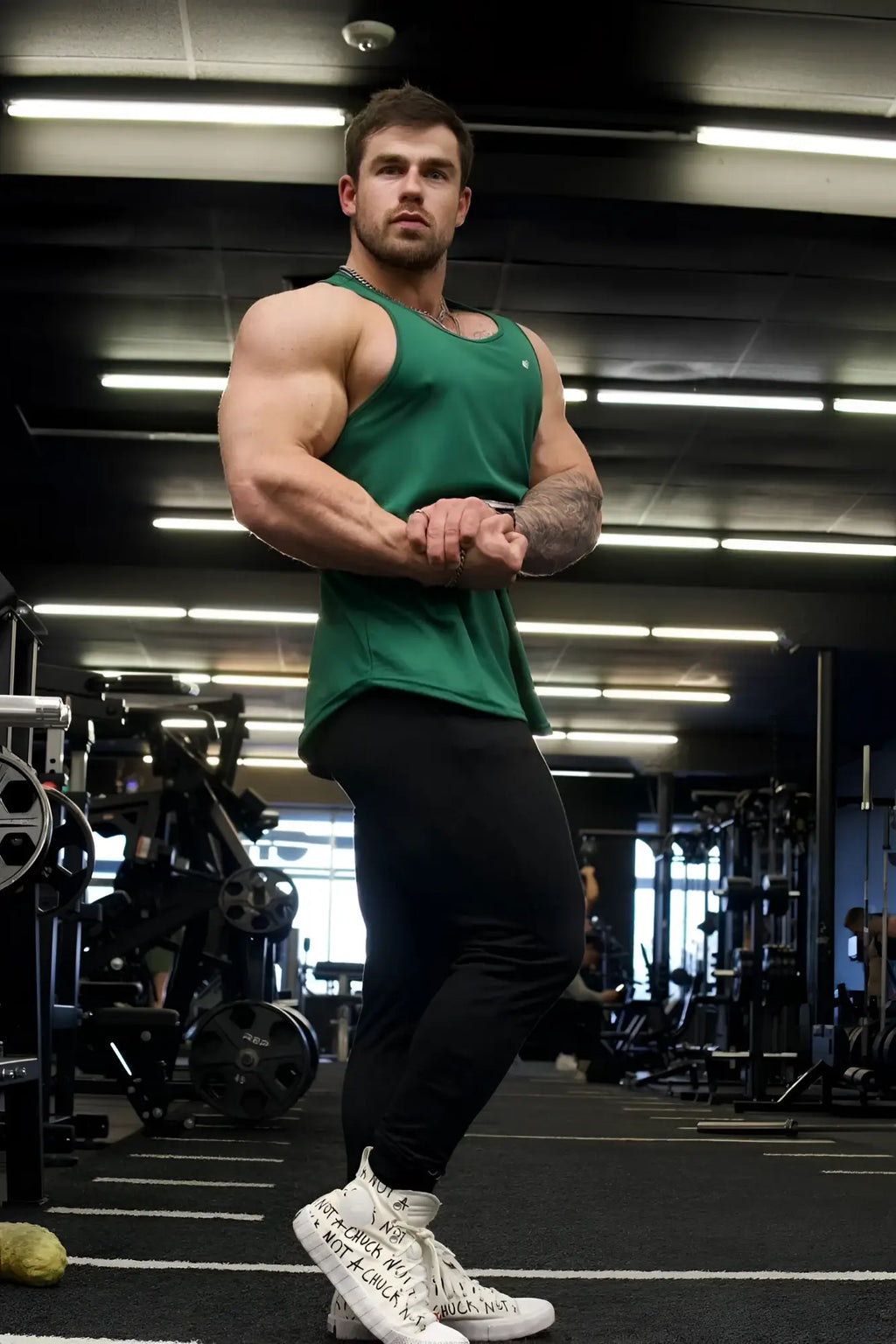 Green sleeveless tank top jed north fast-dry bodybuilding workout stringer emerald designed for gym use