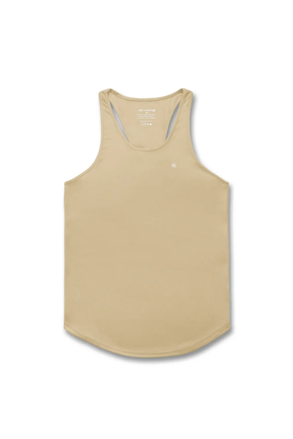 Beige aeropostale racerback tank top with subtle chest logo designed for fast-dry gym workouts