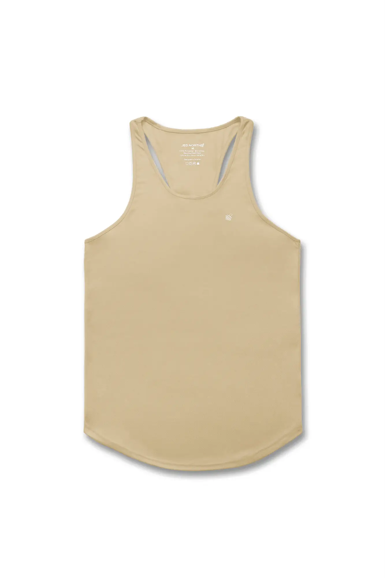 Beige aeropostale racerback tank top with subtle chest logo designed for fast-dry gym workouts