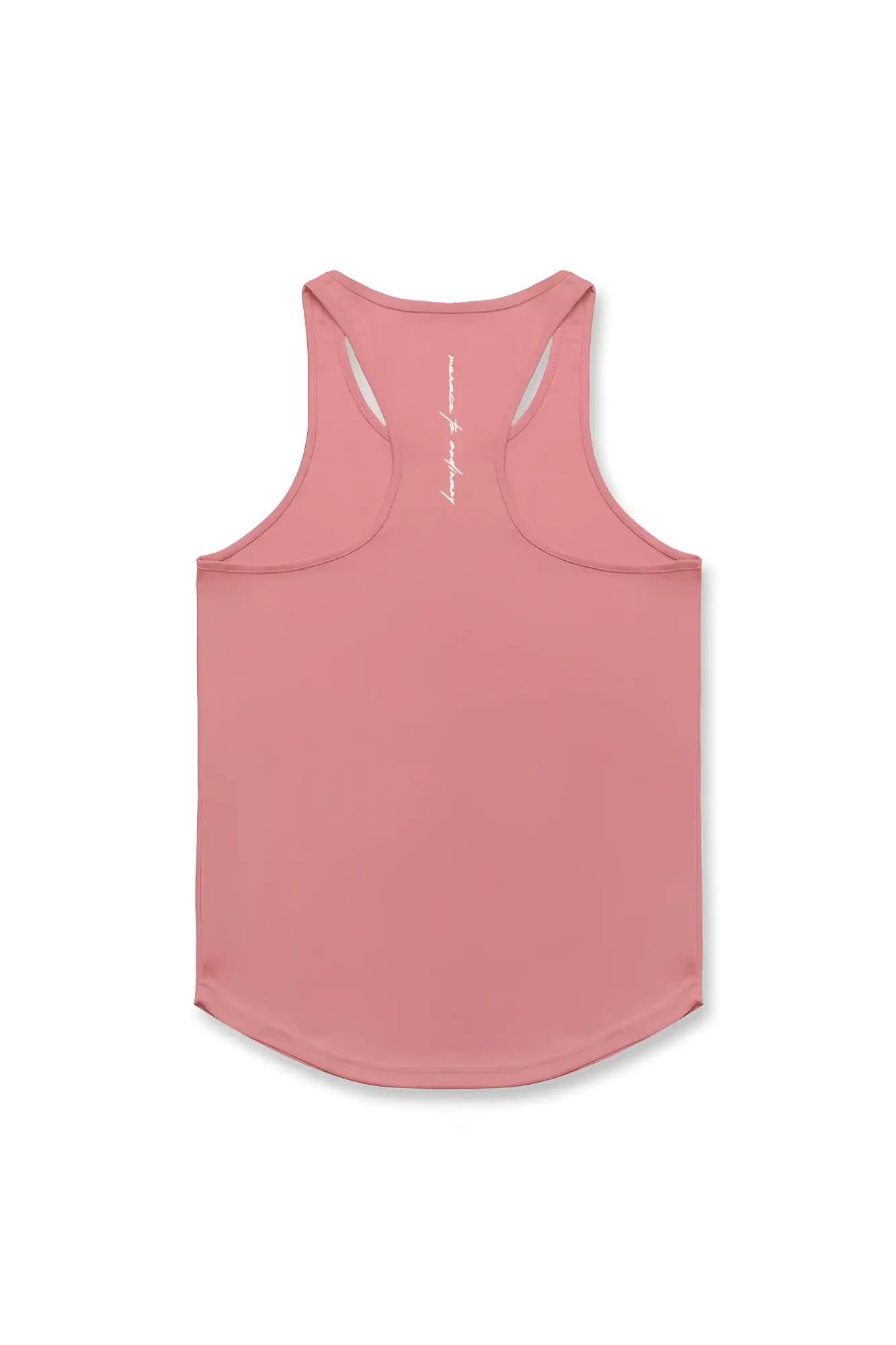 Back view of jed north salmon soft pink racerback fast-dry bodybuilding workout tank top with minimalist design