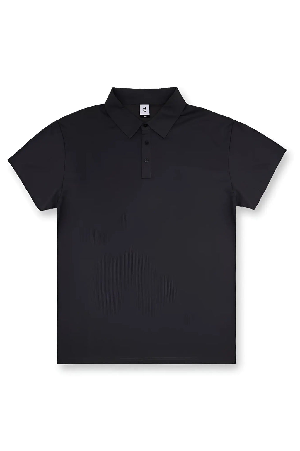 Black fast-dry polo t-shirt with short sleeves classic collar and button placket for active wear