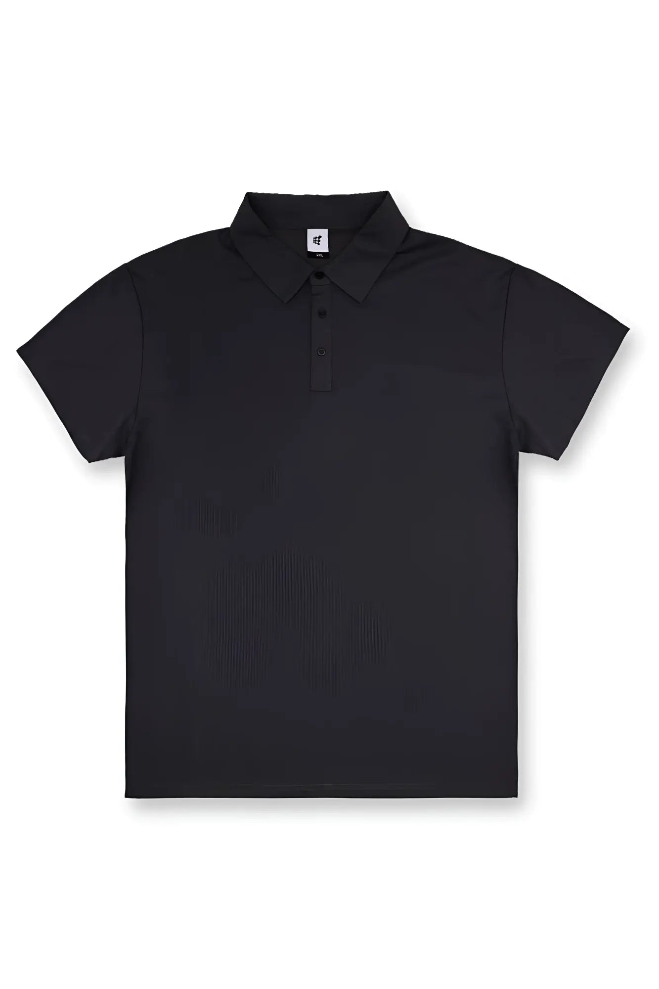 Black fast-dry polo t-shirt with short sleeves classic collar and button placket for active wear