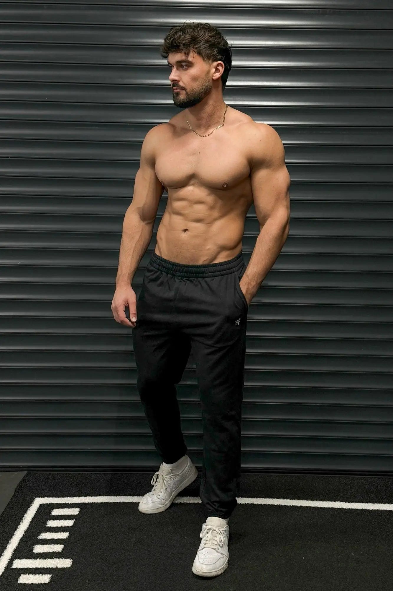 Black jed north french terry athletic training joggers with drawstring waistband and subtle side pockets